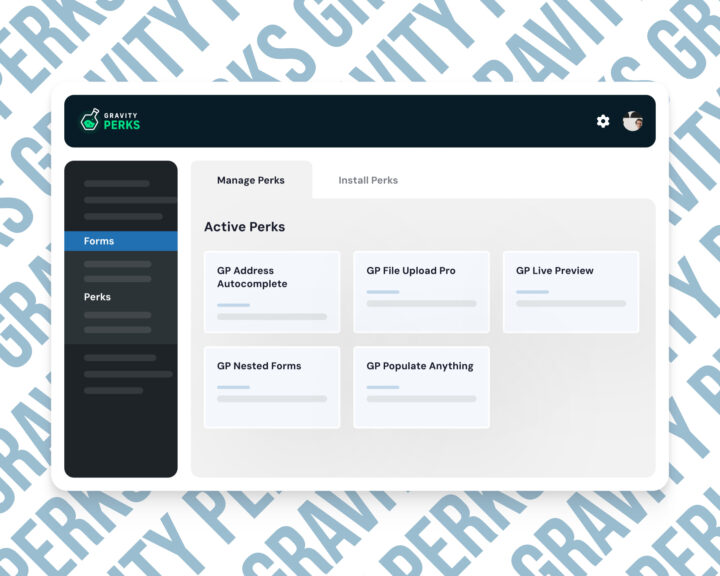 Gravity Perks dashboard with active perks list.