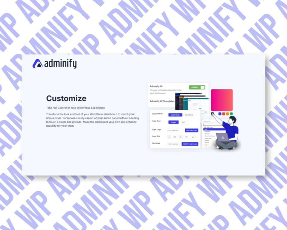 Adminify dashboard customization overview.