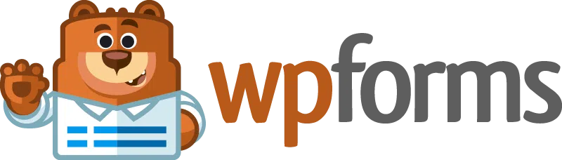 WPForms logo with waving bear mascot.