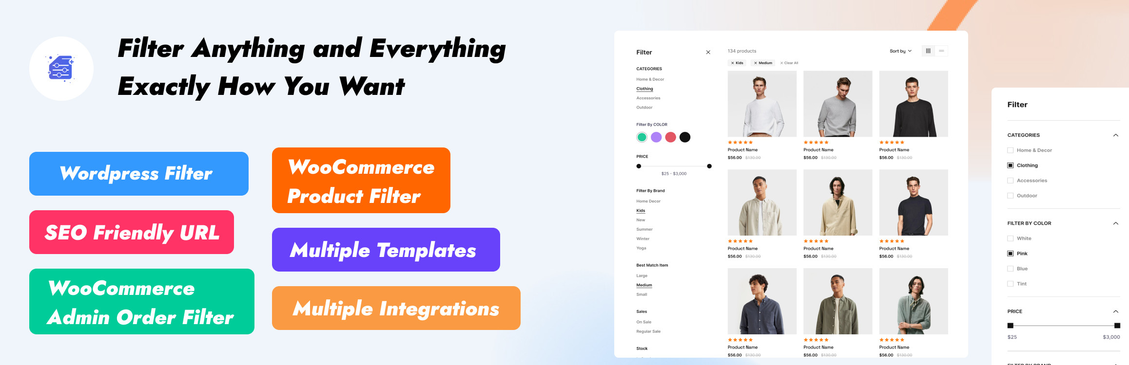 Product filter options for WooCommerce and WordPress.