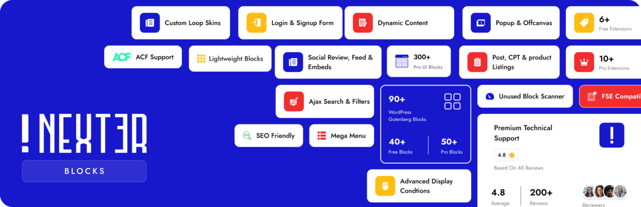 Nexter Blocks: WordPress features and extensions overview.