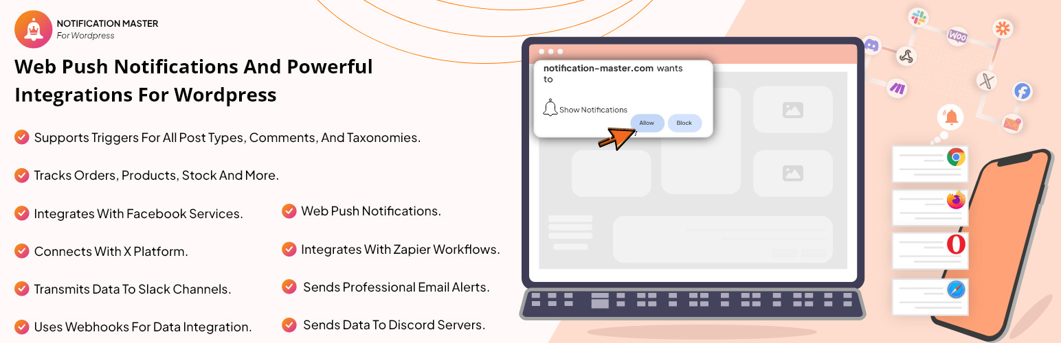 Web push notifications integration for WordPress sites.