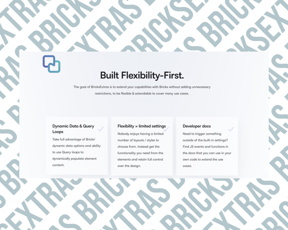 BricksExtras features: dynamic data, flexibility, developer docs.