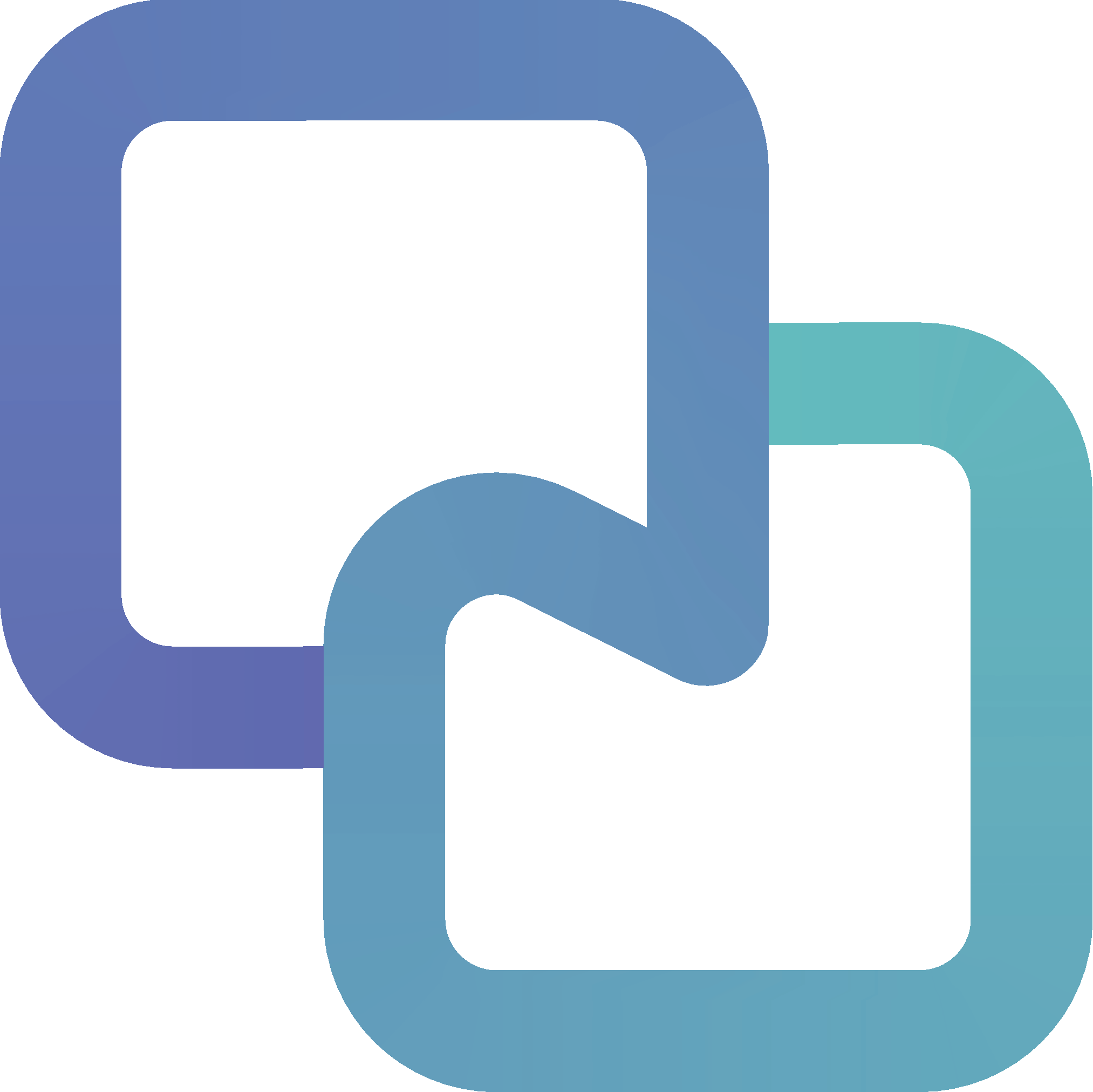 Interlocking blue and teal squares icon