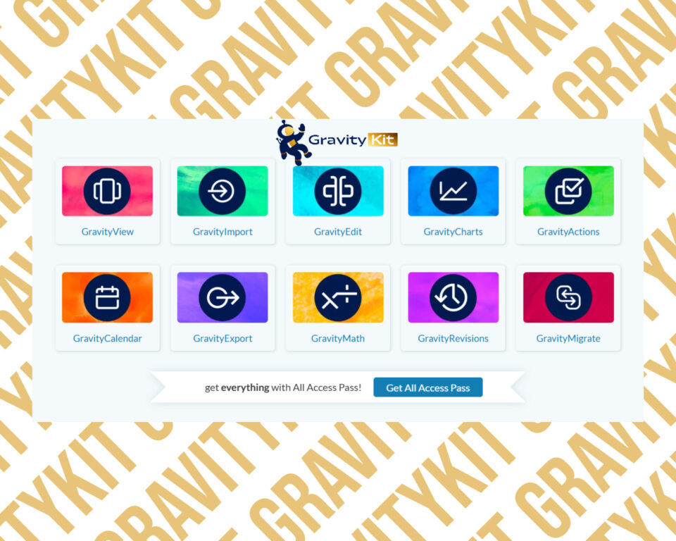 GravityKit add-ons grid with icons