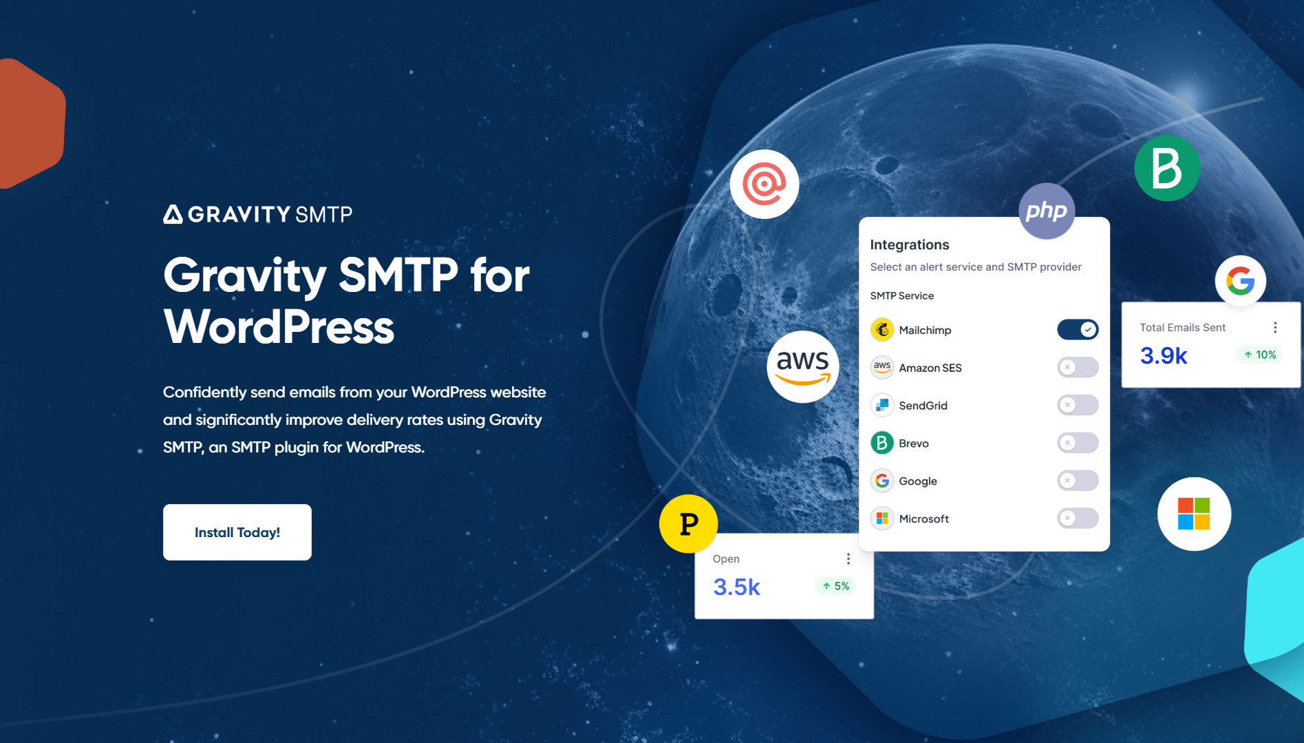 Gravity SMTP plugin for WordPress integration options.