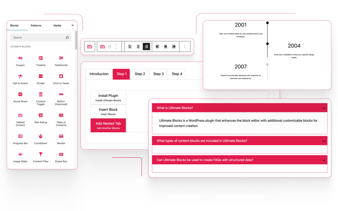 Ultimate Blocks WordPress plugin interface features and options
