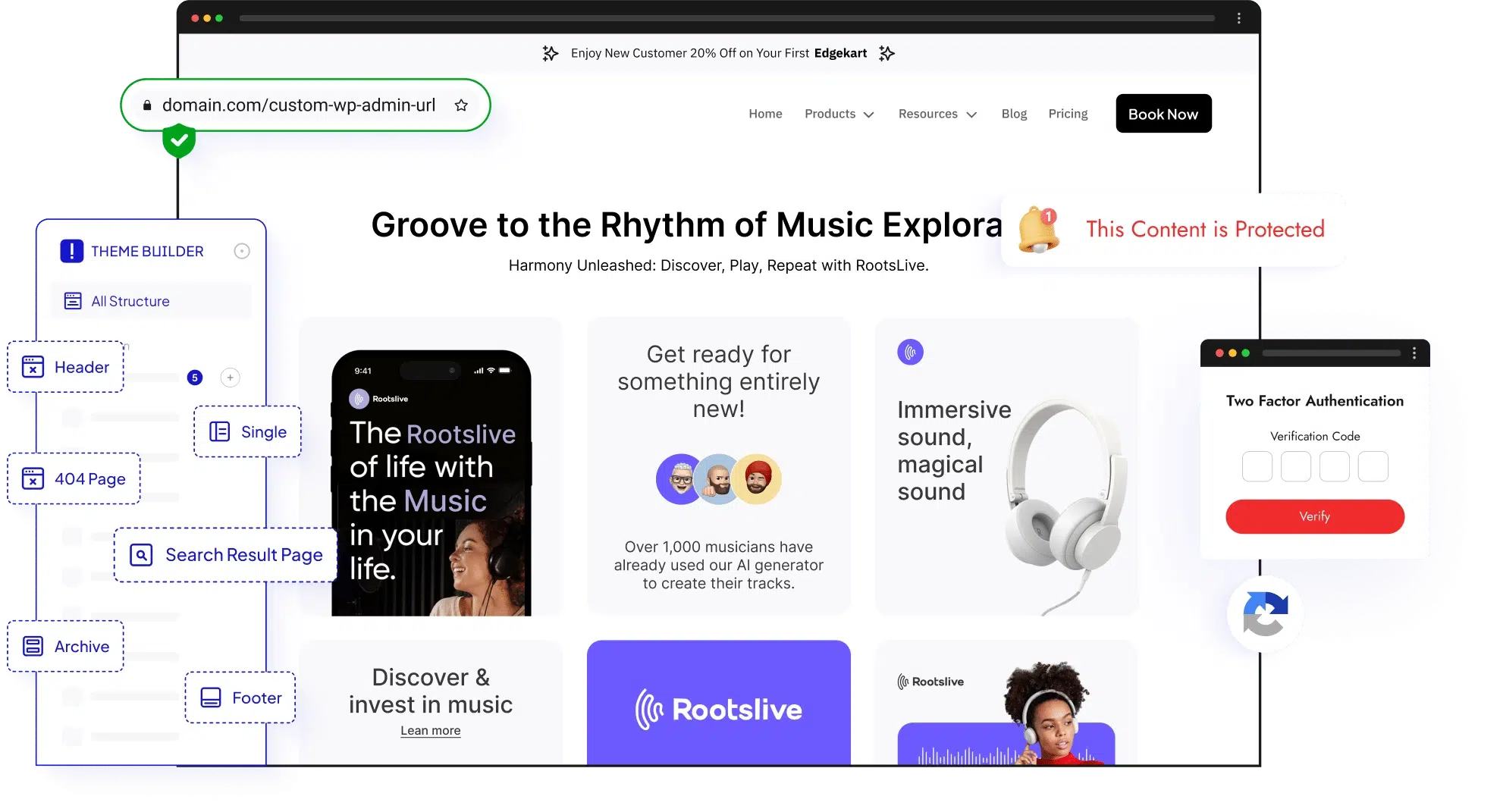 Rootslive music platform promotion and features overview.