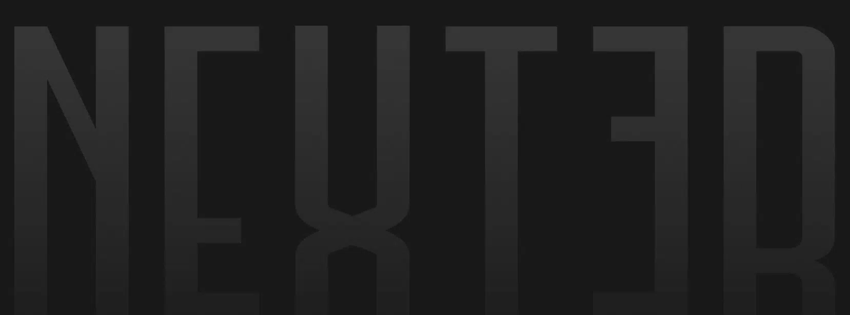 Monochrome text 'NEXTED' mirrored vertically