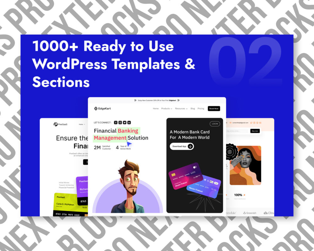 1000+ WordPress templates and sections preview.