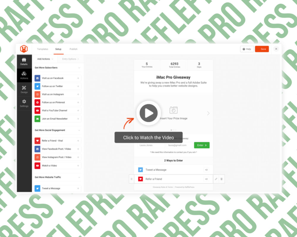 iMac Pro Giveaway setup page screenshot
