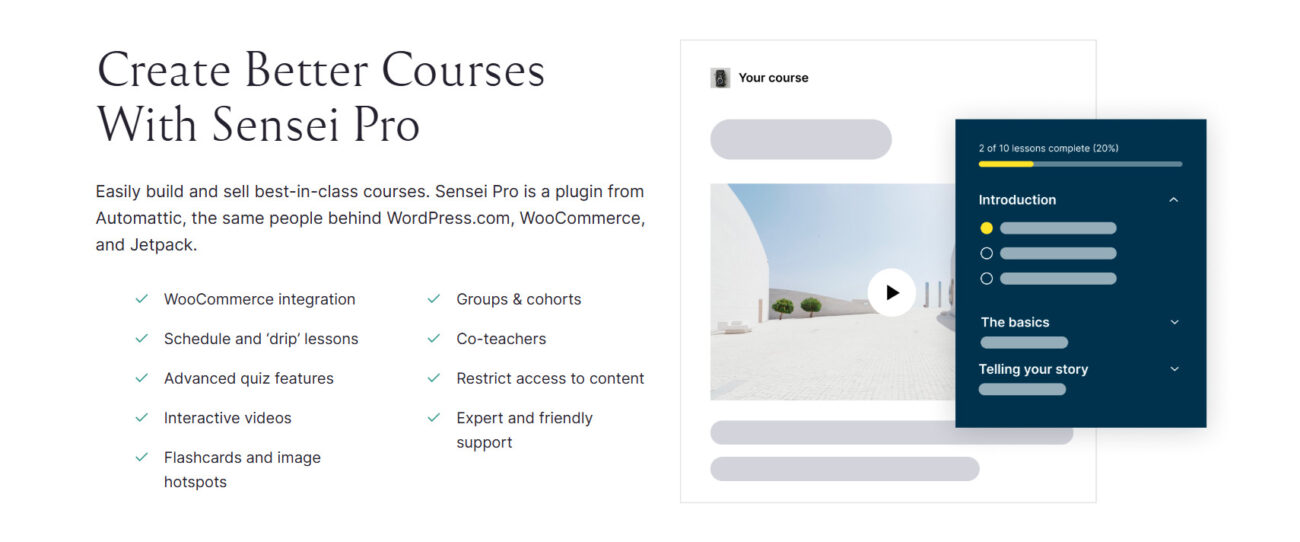 Create courses with Sensei Pro plugin features.
