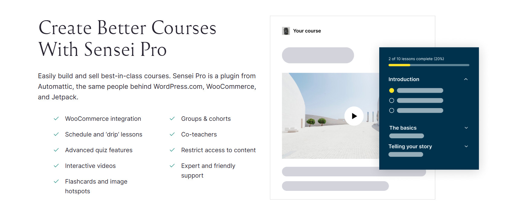 Create courses with Sensei Pro plugin features.