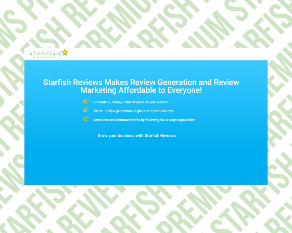 Starfish Reviews enhances review generation and marketing.