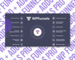 WPFunnels features list and logo.