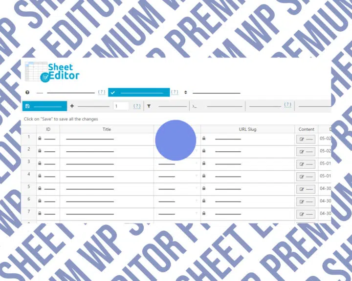 Spreadsheet editor interface for WordPress.