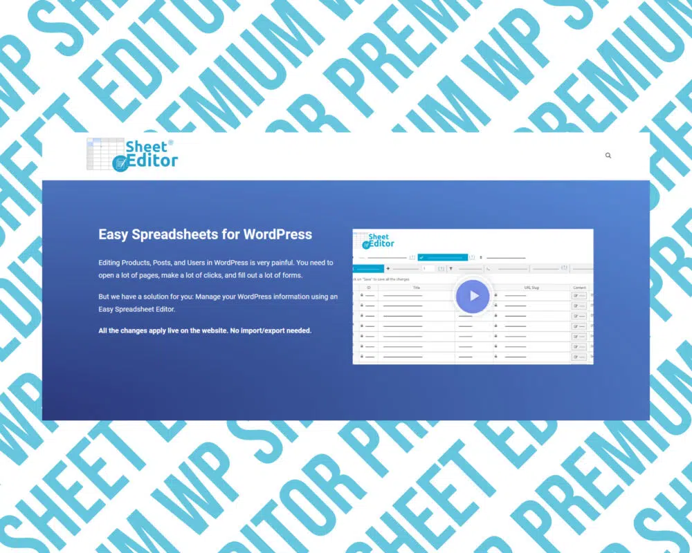 Easy WordPress spreadsheet editor overview