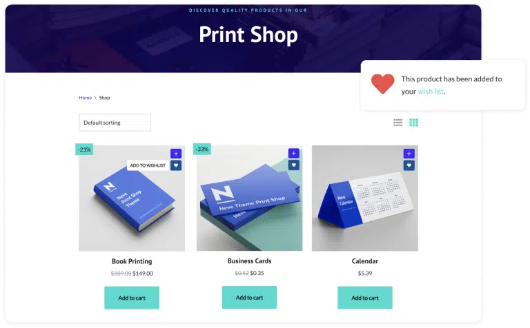 Online print shop with books and calendar.