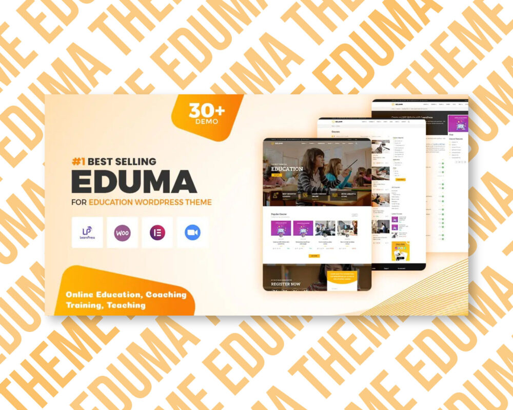 Eduma education WordPress theme advertisement image.