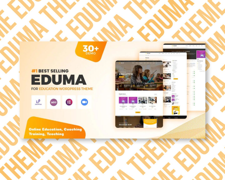 Eduma education WordPress theme advertisement image.