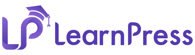 LearnPress logo with graduation cap design.