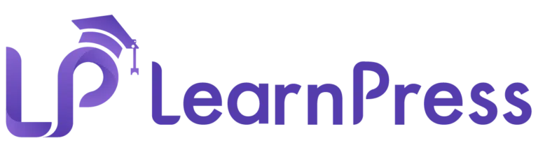 LearnPress logo with graduation cap design.