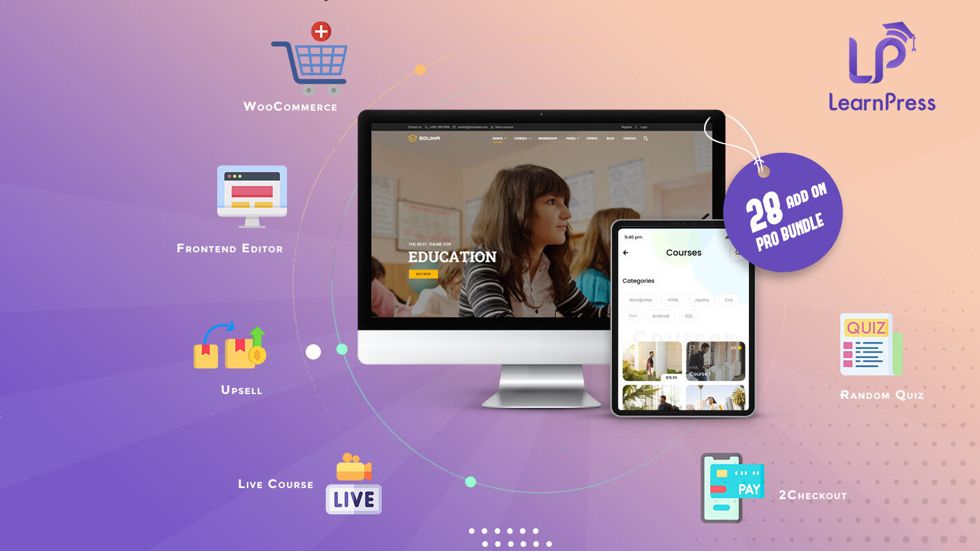LearnPress educational courses and features overview.