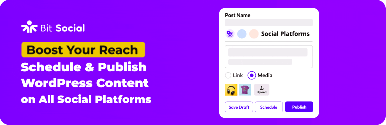 Boost WordPress reach, schedule content on social platforms.