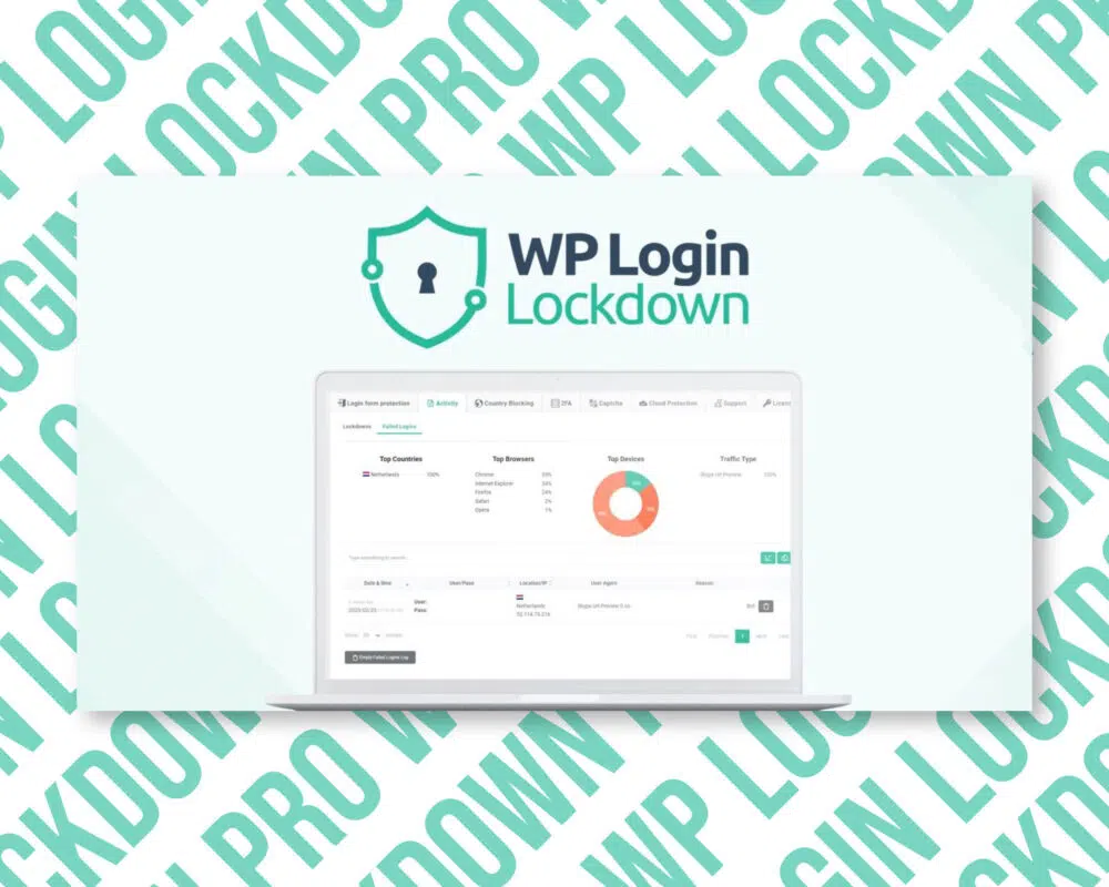 WP Login Lockdown software interface on laptop screen