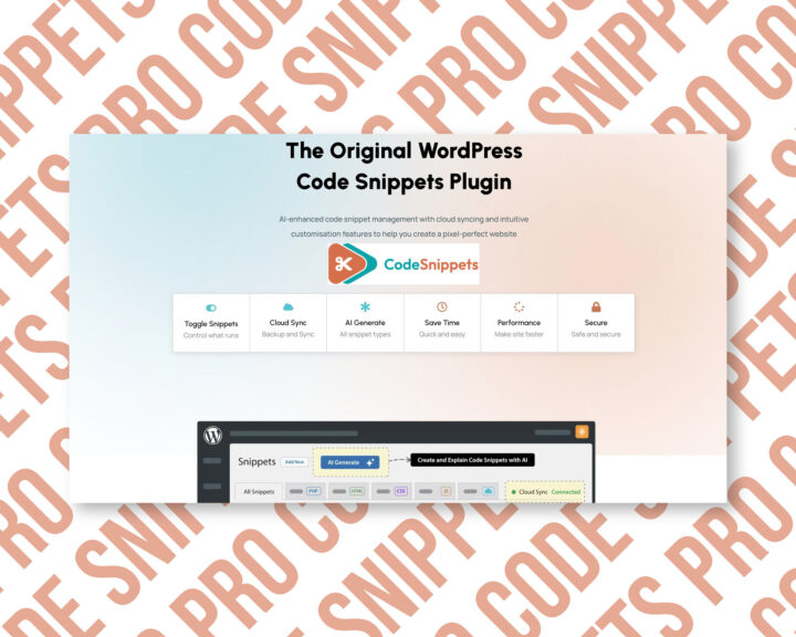 WordPress Code Snippets Plugin features and interface screenshot.