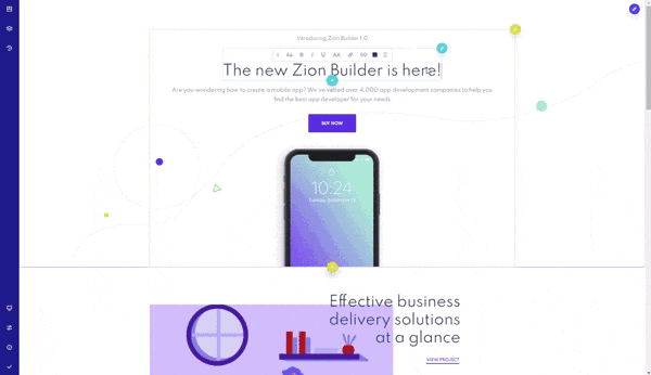 Zion Builder launch with mobile optimization focus.