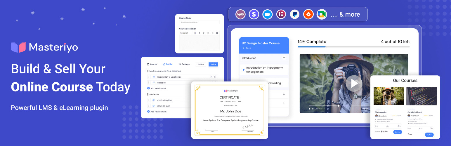 Masteriyo LMS plugin for online course creation.